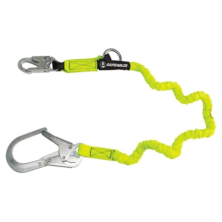 Safewaze PRO 6' Stretch Internal Energy Absorbing Lanyard: O-ring, Rebar Hook FS66100